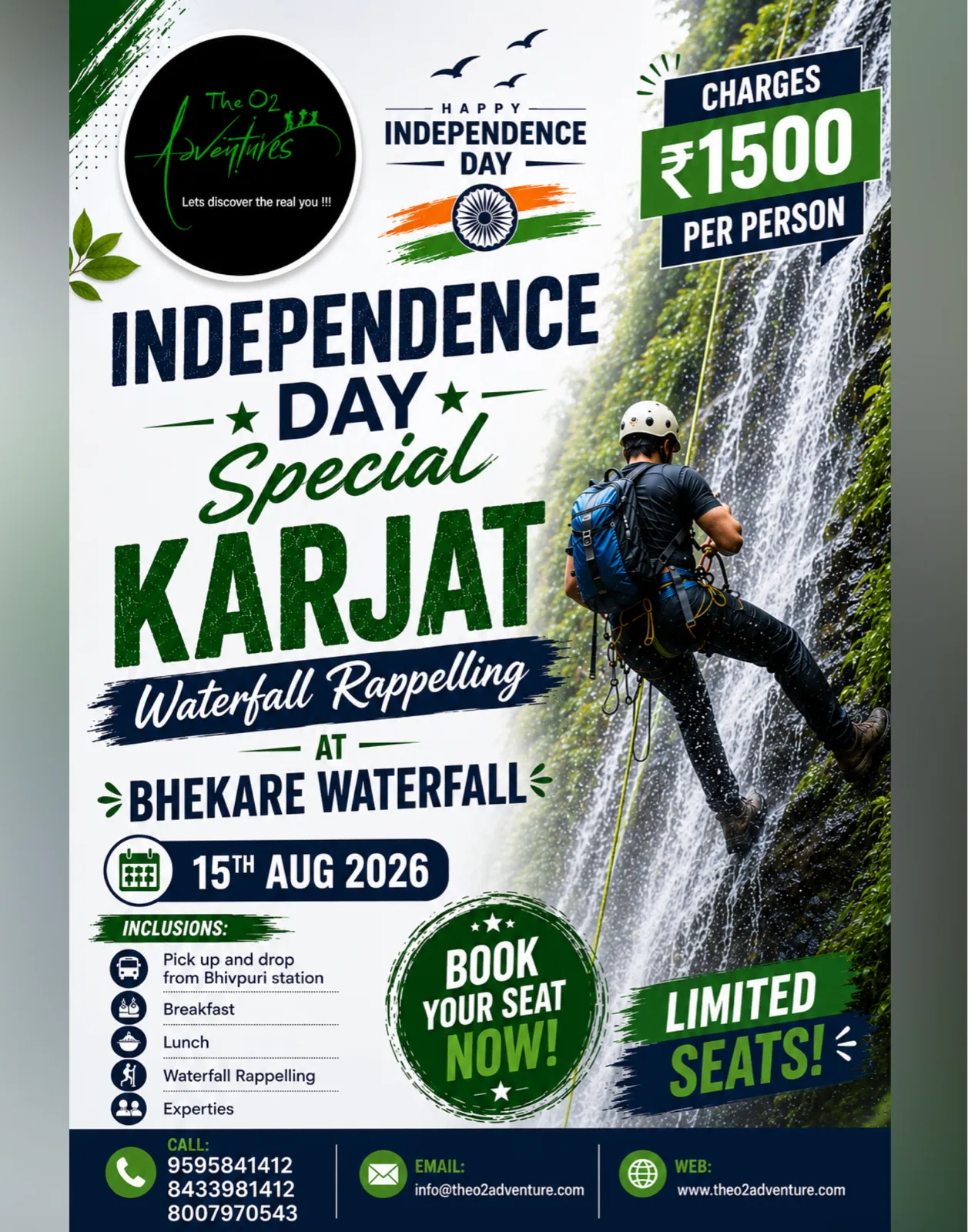 Independence Day Special Karjat Waterfall Rappelling.
