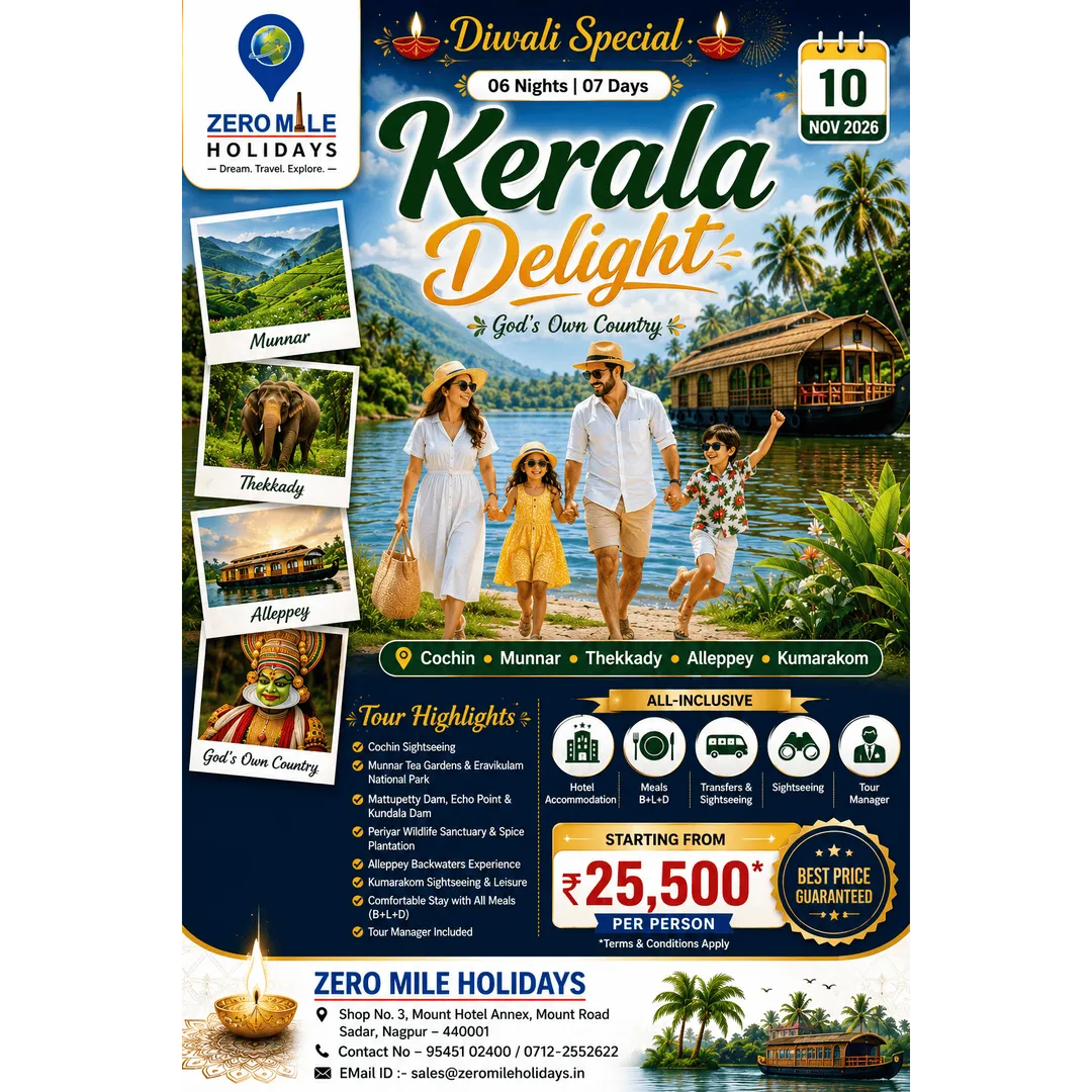 ⨠Diwali Special ā Kerala Delight āØš“
This Diwali, escape to God's Own Country with Zero Mile Holida...