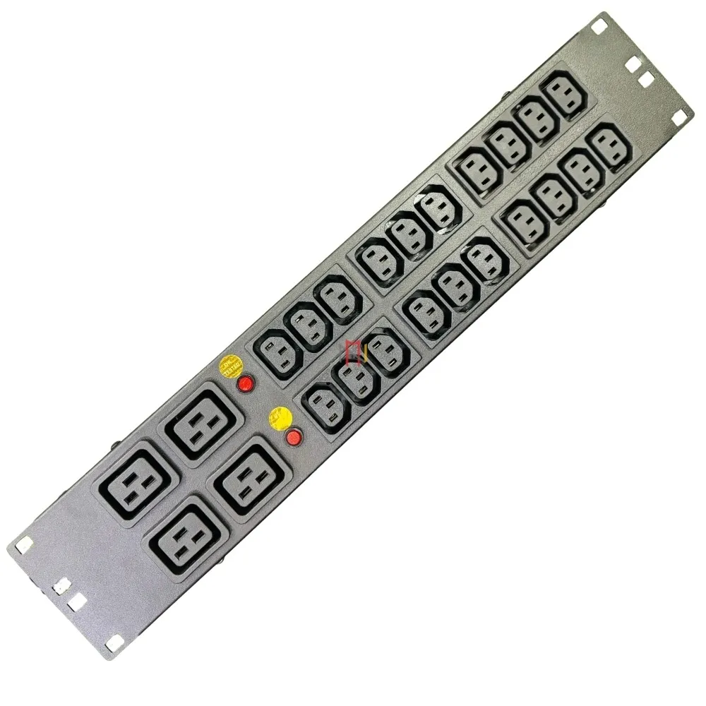 2U Rack Mount 20 x IEC C13 + 4 x IEC C19 Single Phase PDU with Dual 16A Rear MCB Protection