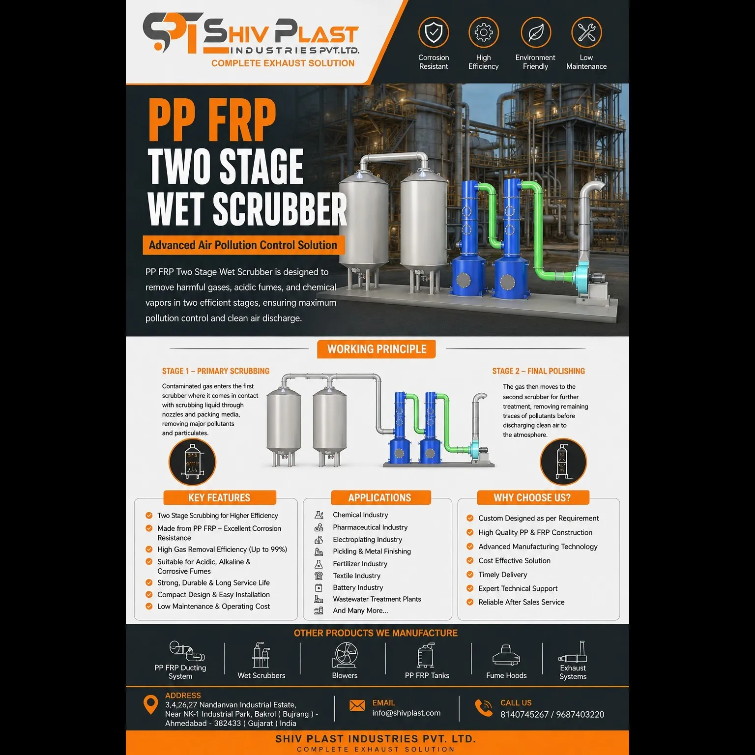 PP FRP TWO STAGE WET SCRUBBER