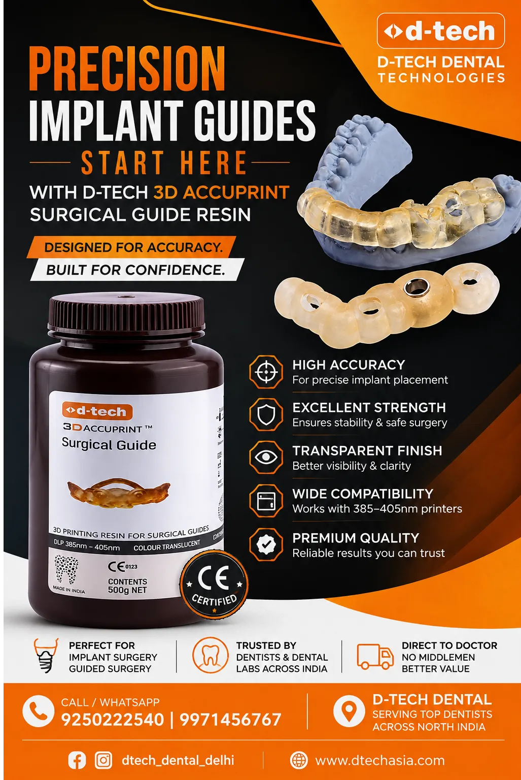 Precision-driven implant success with D-Tech 3D ACCUPRINT Surgical Guide Resin π¦·