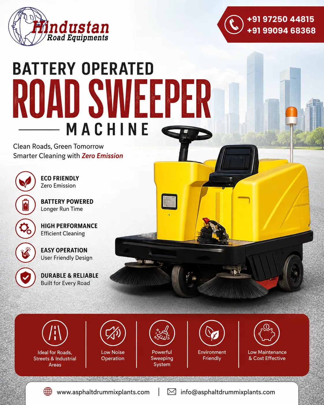 Battery Operated Road Sweeper Machine Manufacturer in India