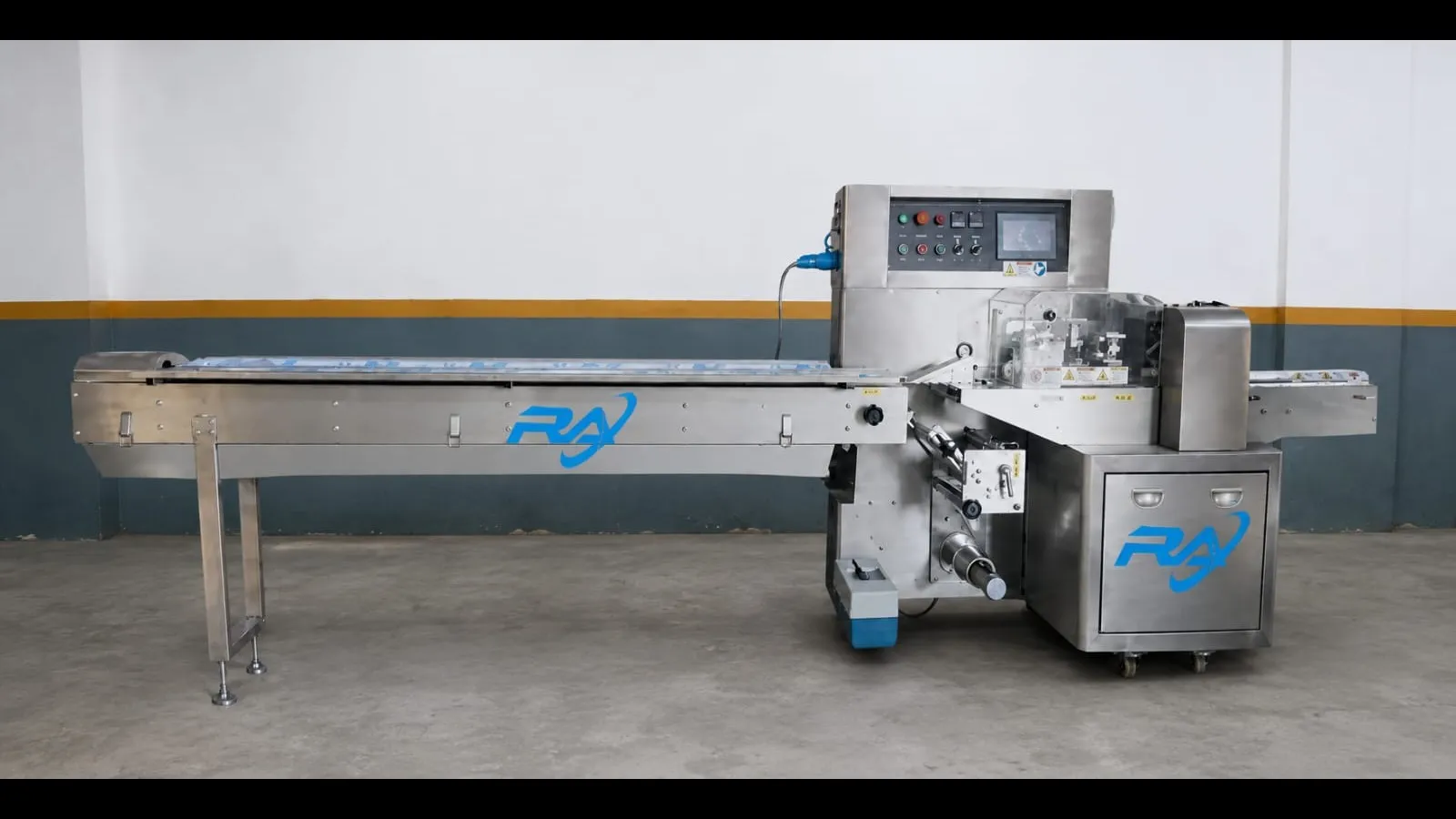 The Horizontal flow wrap packing machine from Robotech Automation (Faridabad) is a versatile packagi...