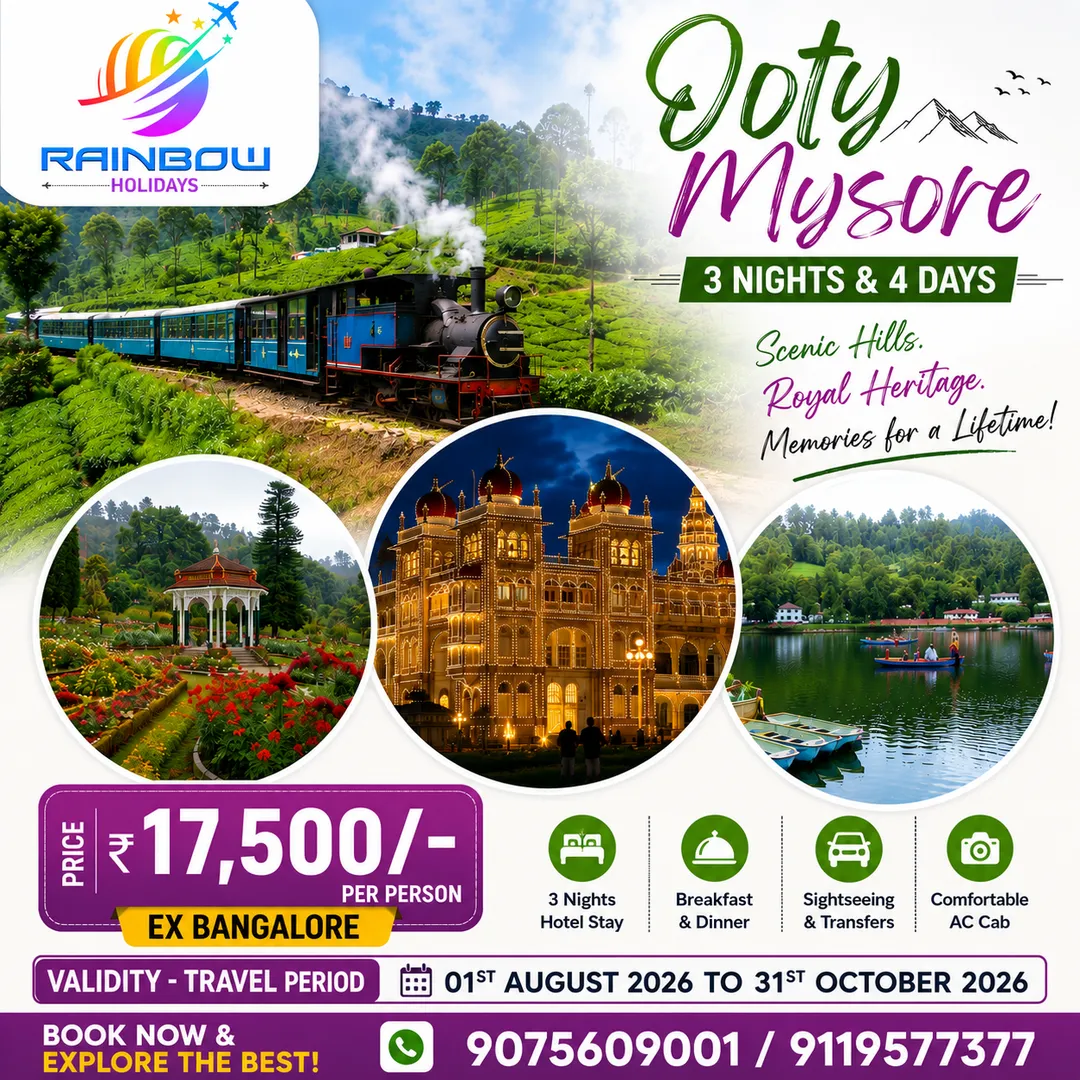 Plan Your Family Vacation to Ooty & Mysore with Pune's Trusted Travel Agency – Rainbow Holidays!