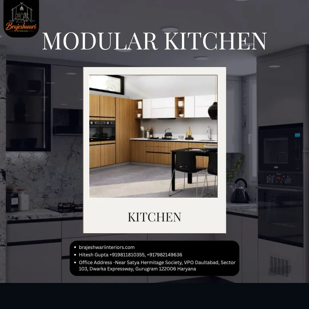 Transform the heart of your home with a premium Modular Kitchen from Brajeshwari Interiors! ✨