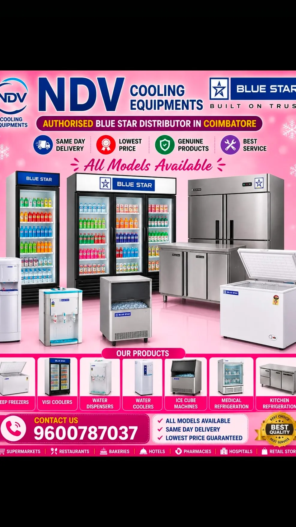 Ndv Cooling Equipments | Blue Star Authorised Commercial Deep Freezer Dealers In Coimbatore