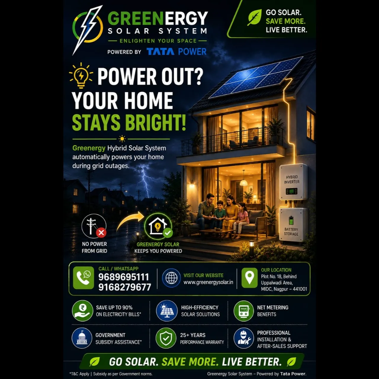 POWER OUT? YOUR HOME STAYS BRIGHT!
With Captain Hybrid Solar System, your home stays powered even du...