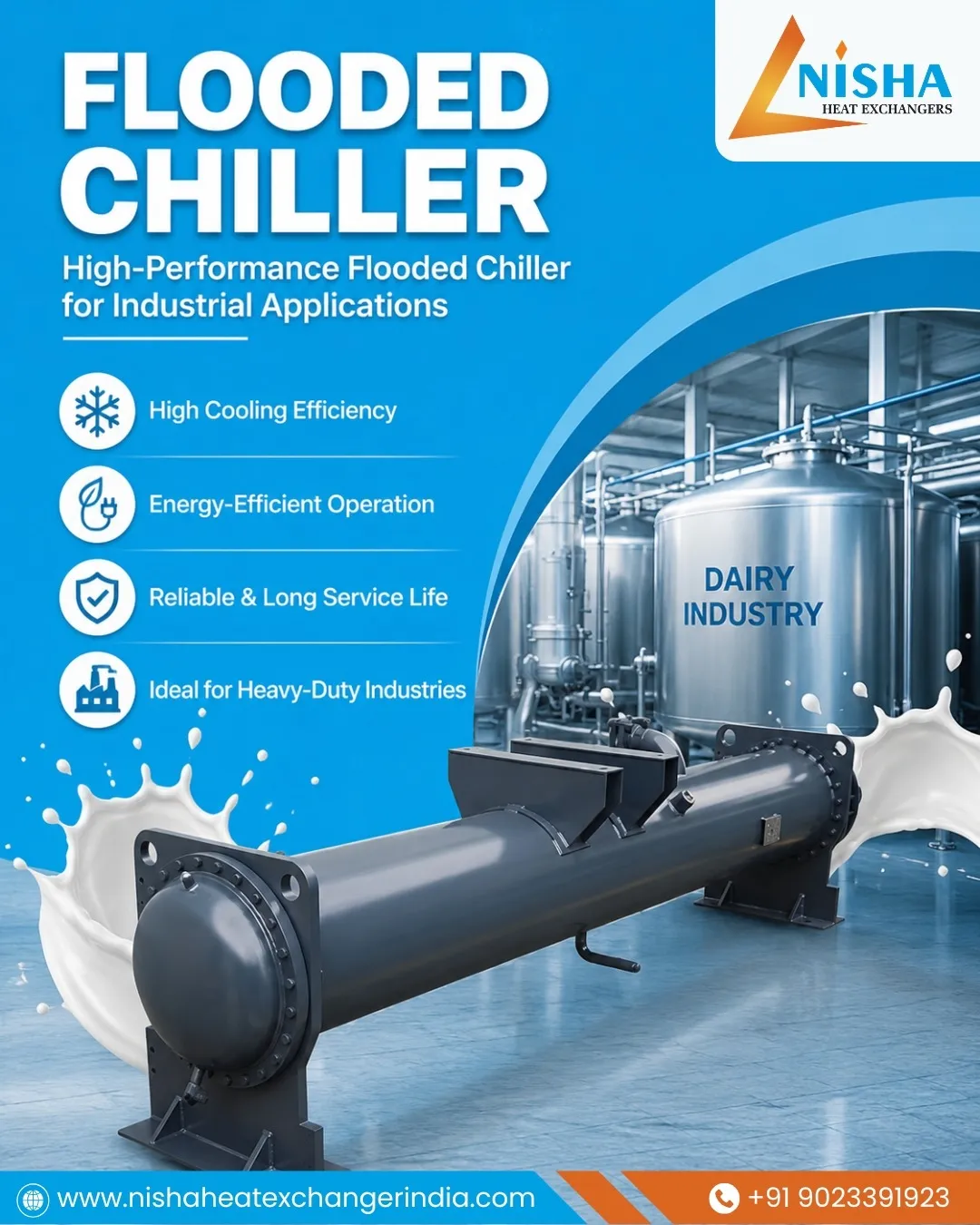 Flooded Chiller Manufacturer in Ahmedabad | Nisha Heat Exchanger