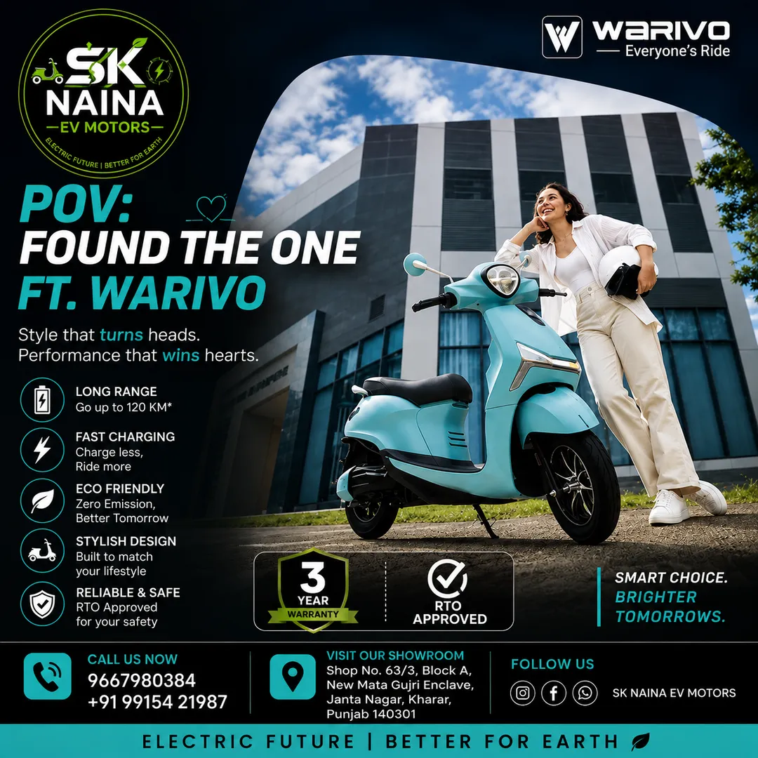 Warivo Electric Scooter in Kharar | Stylish & Eco-Friendly EV | SK NAINA EV MOTORS