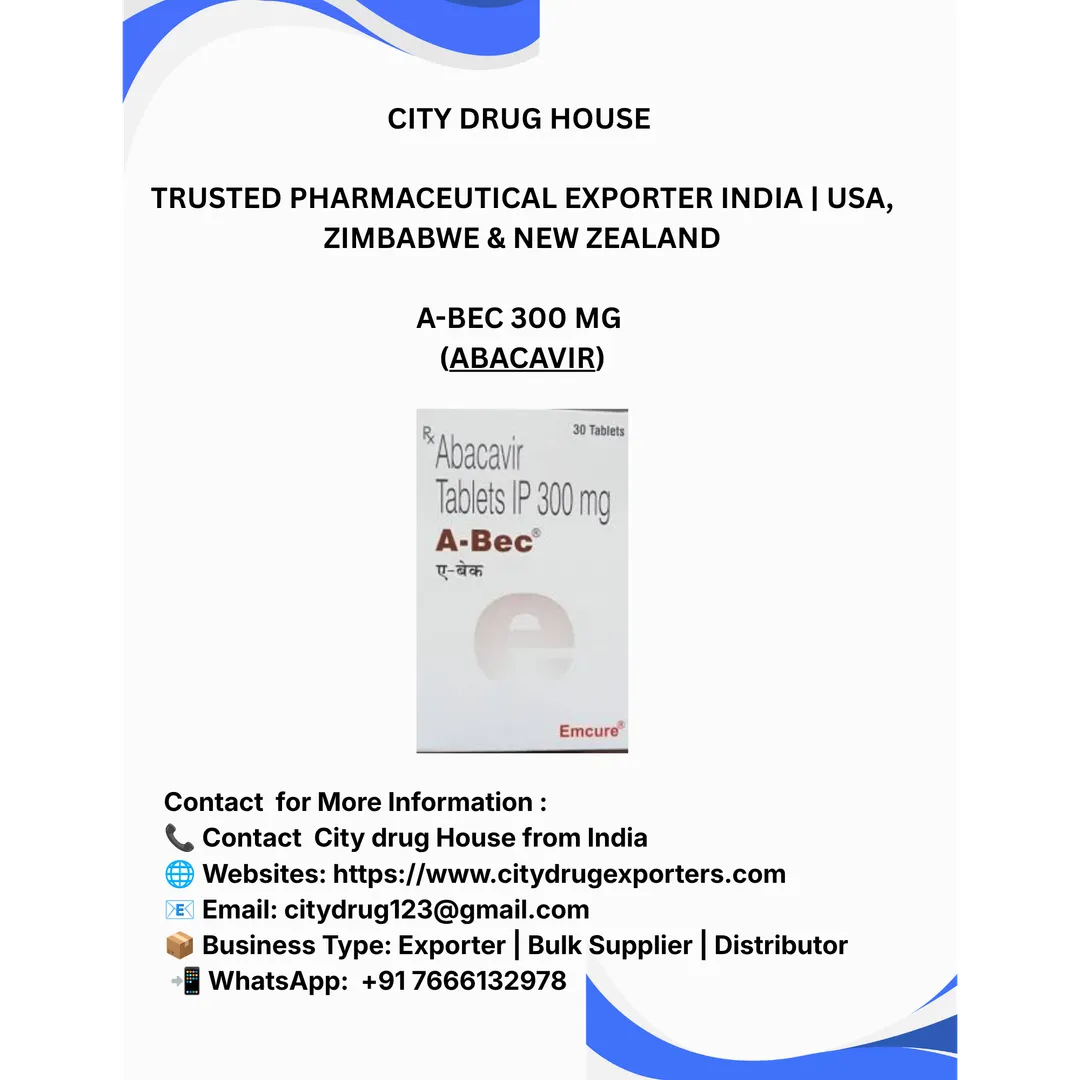 A-Bec 300 mg (Abacavir ) Exporter to USA, Zimbabwe & NZ | City Drug House INDIA