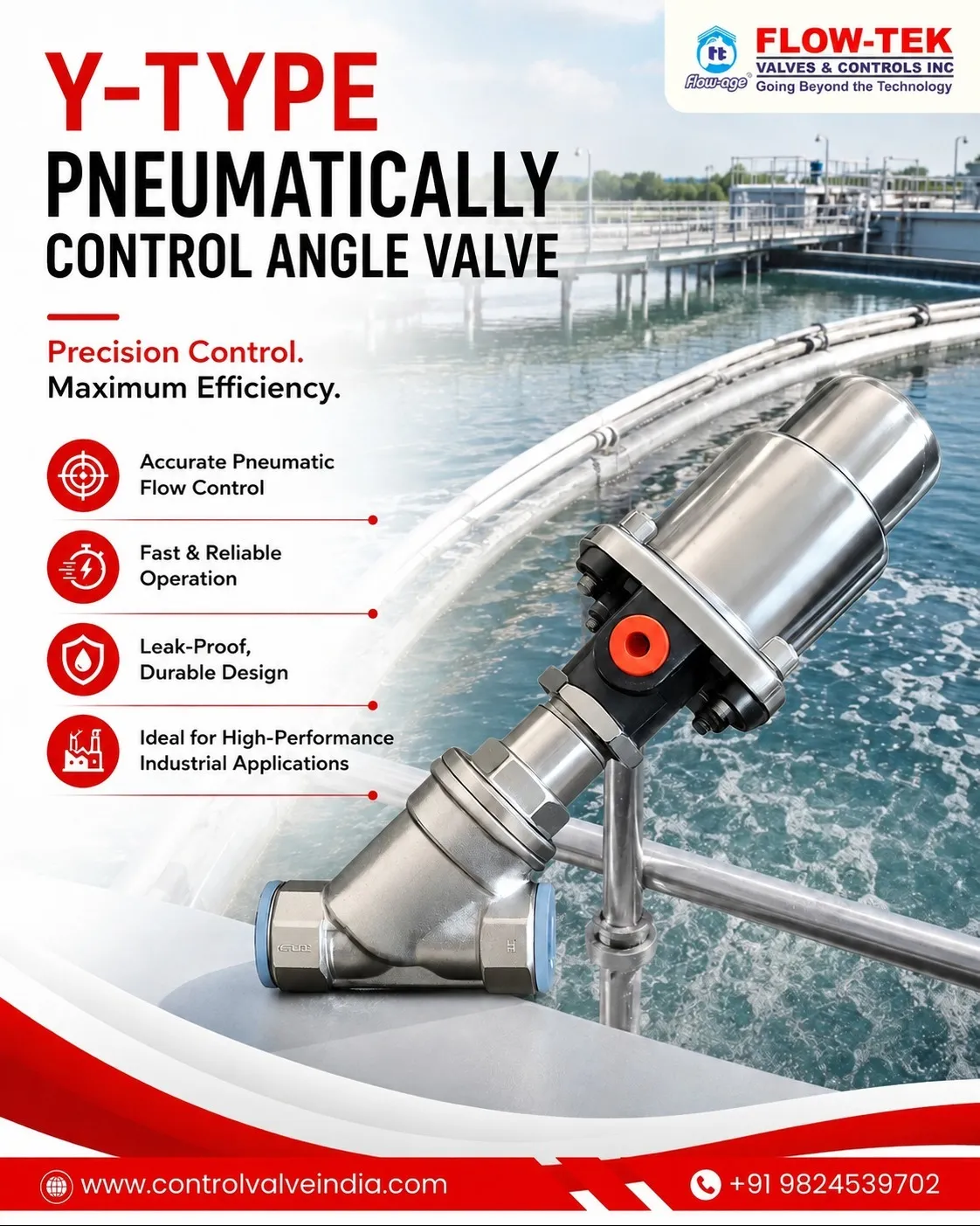 Y-Type Pneumatically Control Angle Valve in Ahmedabad | Flow-Tek Valves & Controls Inc