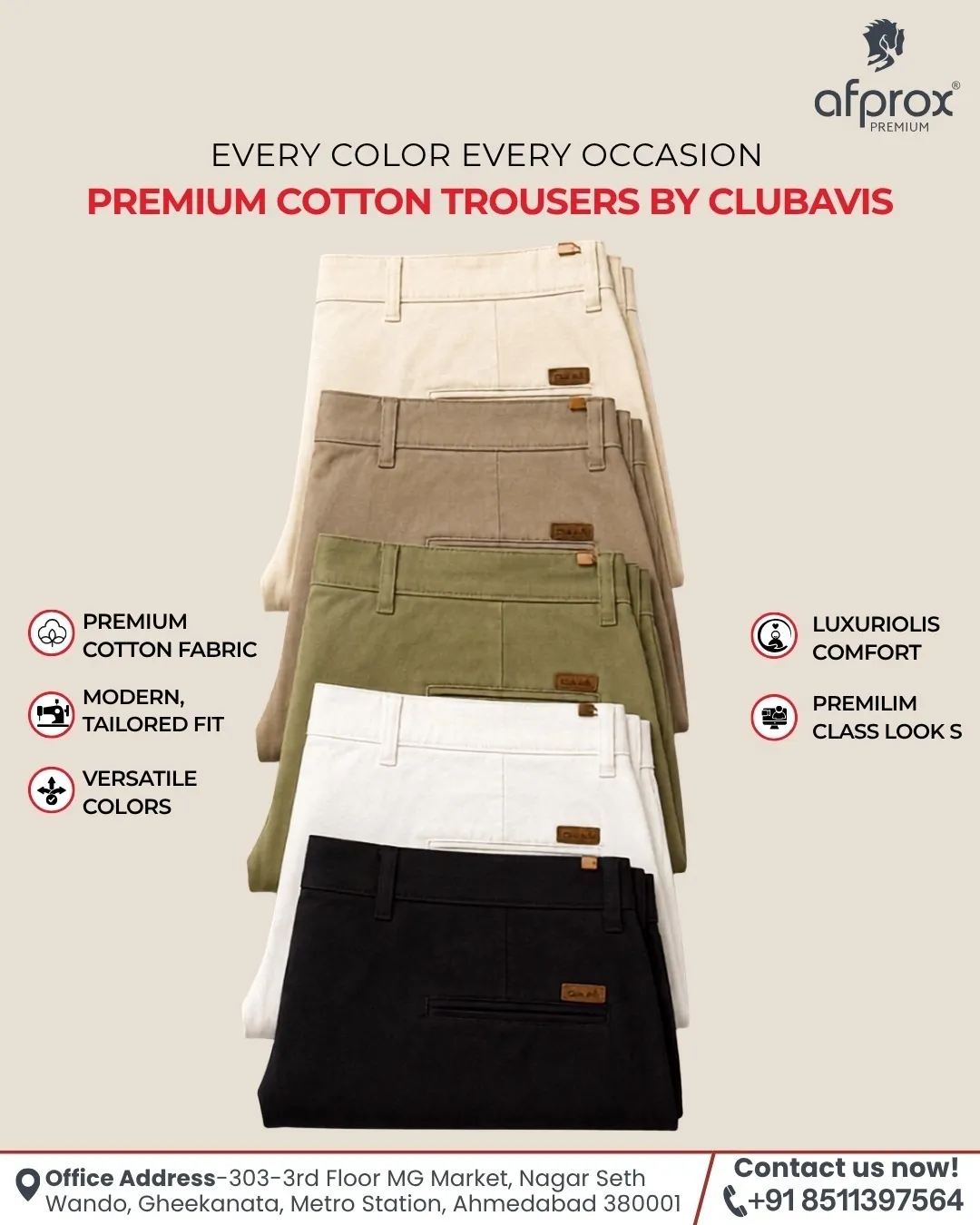 Premium Men's Cotton Trouser Manufacturer in Ahmedabad | Afprox Rateplus
