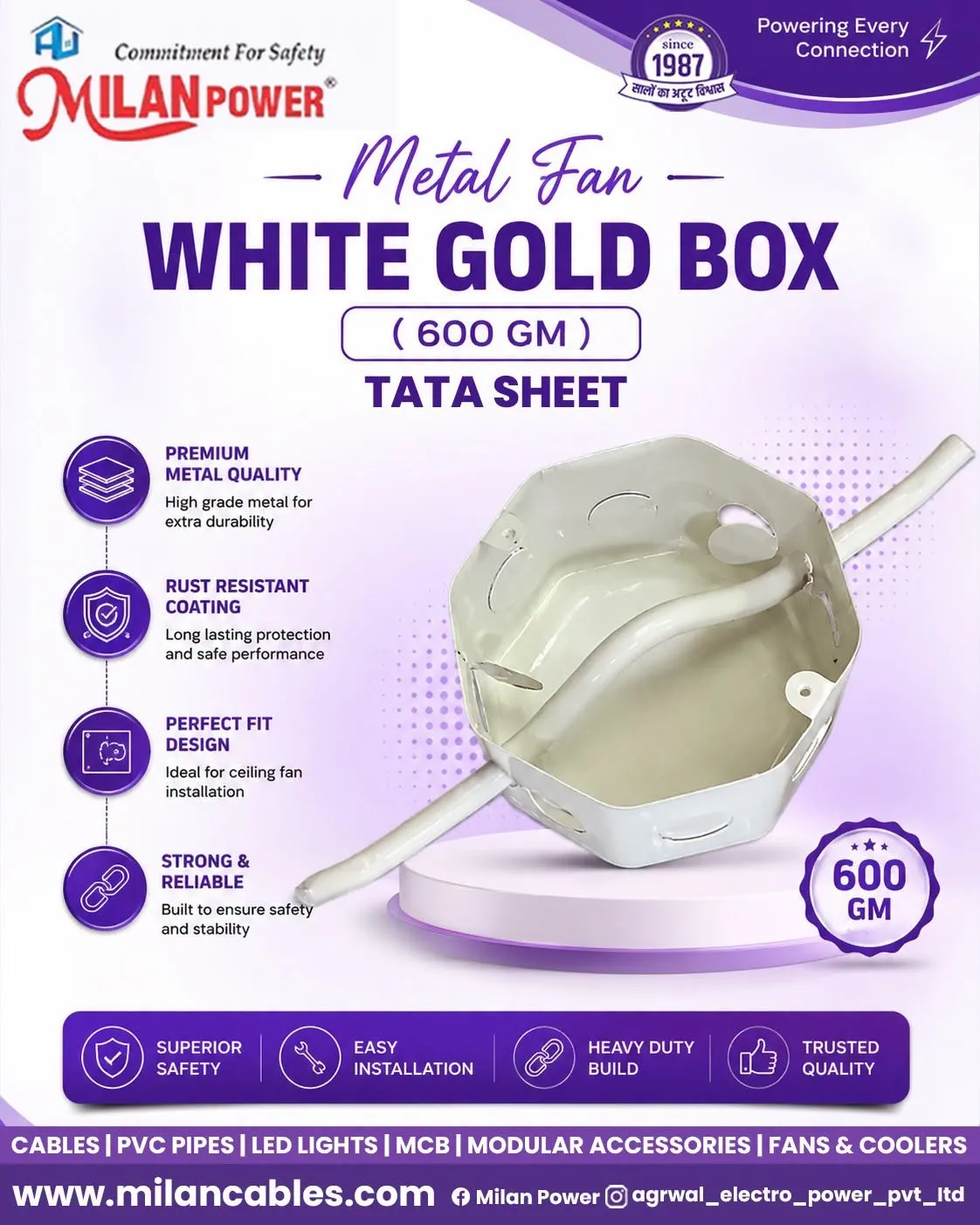 MILAN POWER FAN BOX WHITE GOLD
