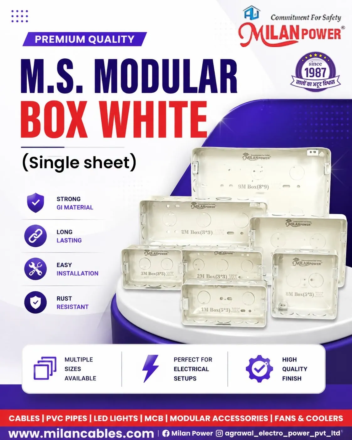 MILAN POWER M.S. MODULAR BOX WHITE SINGLE SHEET
