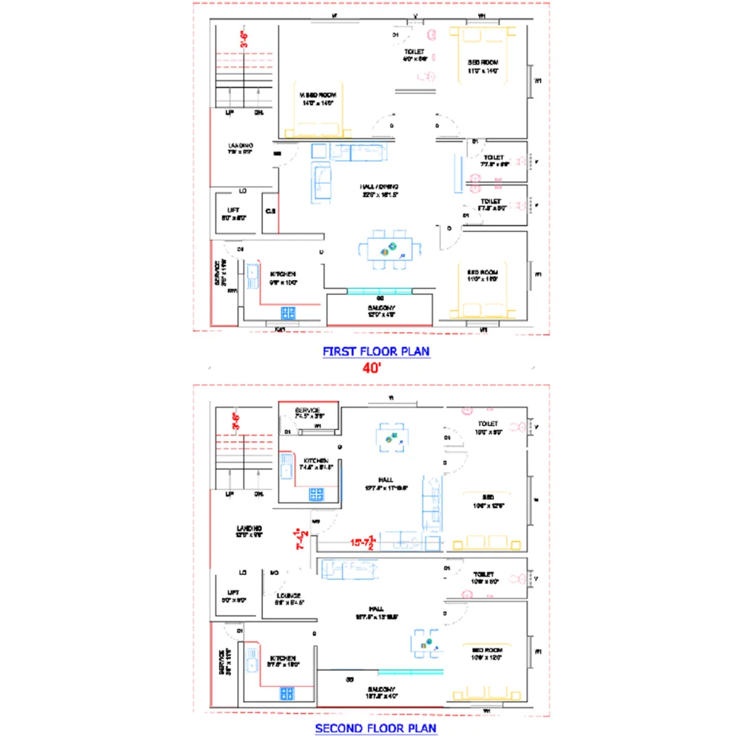 Ground and First Floor Plan Details : A Ground + First Floor plan (G+1 house plan) usually consists ...