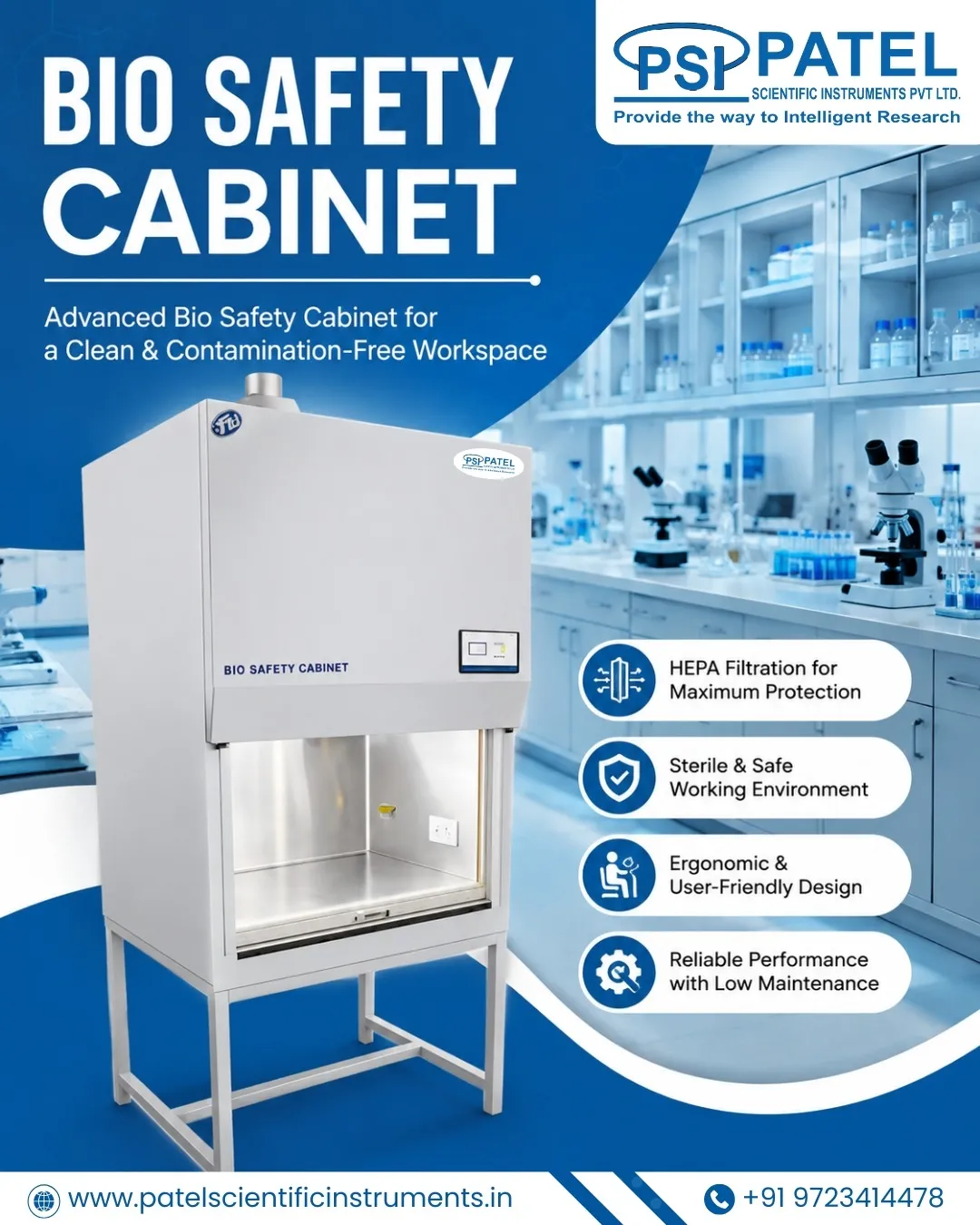 Bio Safety Cabinet Manufacturer in Ahmedabad | Patel Scientific Instruments