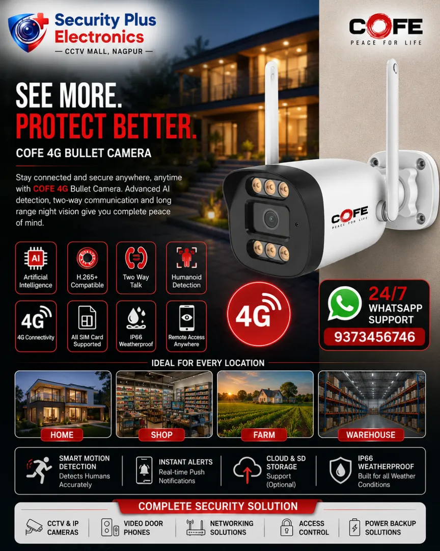 COFE 4G Wireless Bullet Camera – Smart Outdoor Security Without Wi-Fi