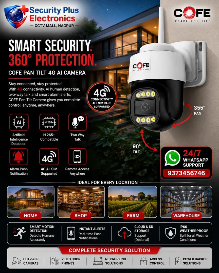 COFE 4G Smart PT Camera – 360° Wireless Security with Night Vision