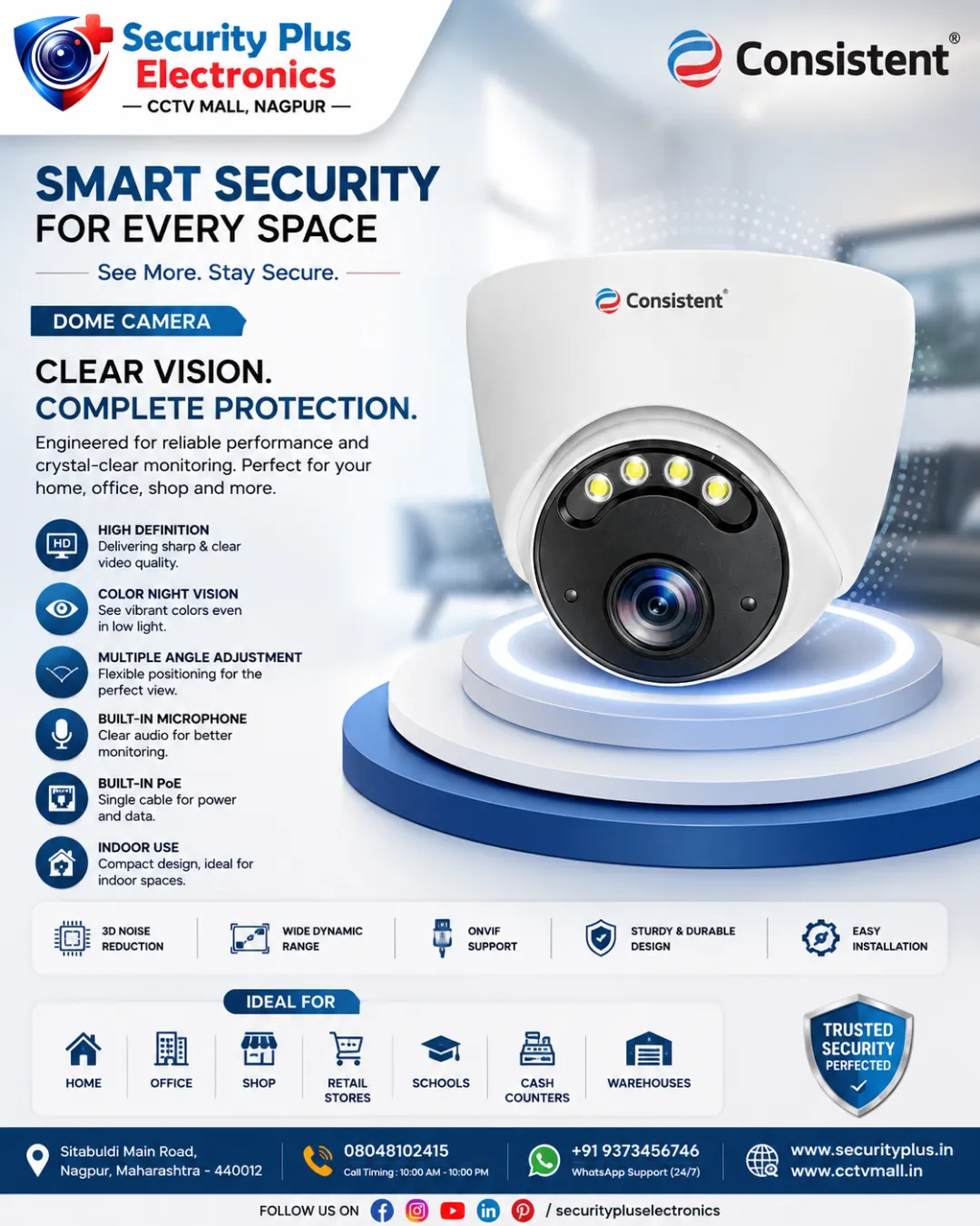 Consistent Dome Camera – Crystal-Clear Indoor Security for Every Space