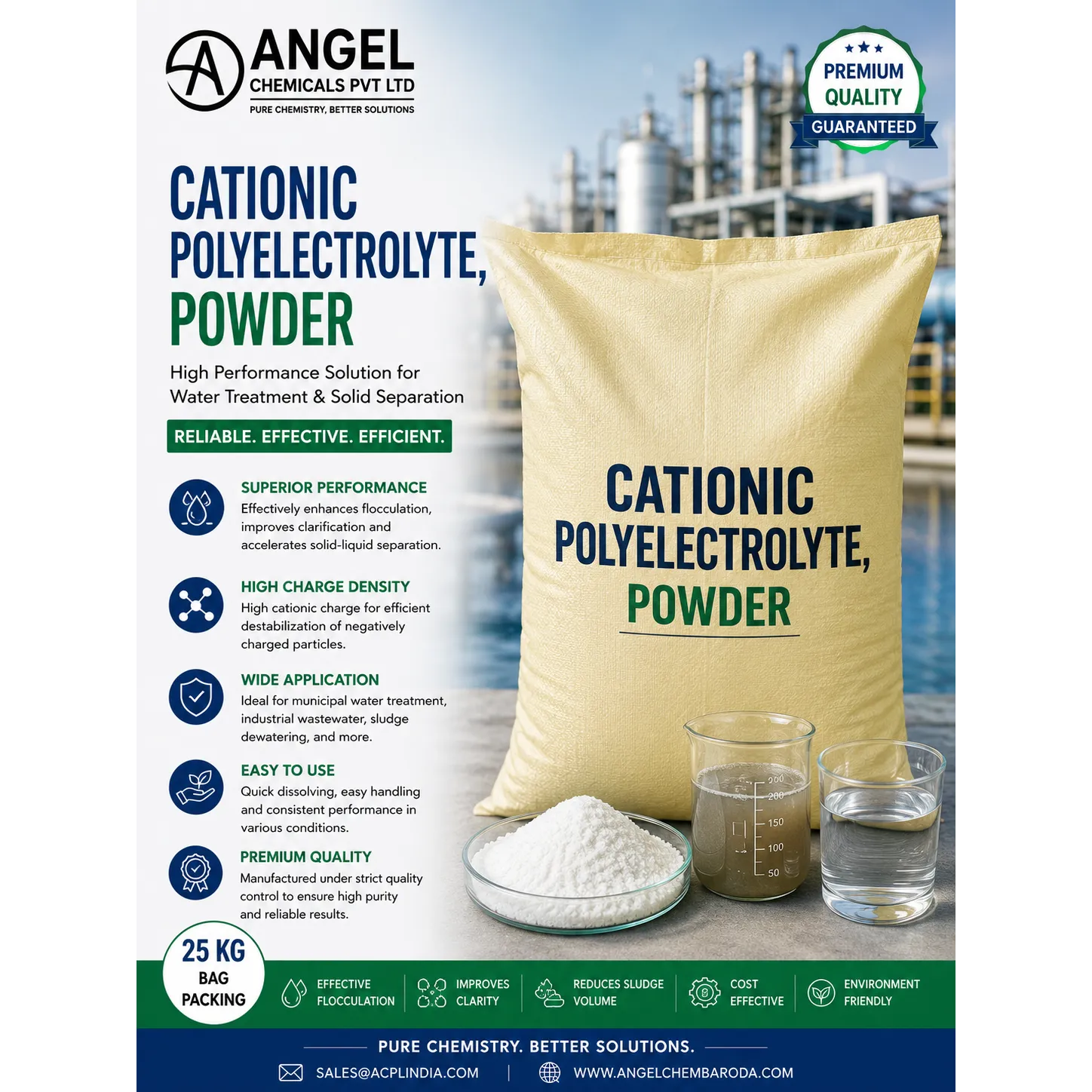 Cationic Polyelectrolyte Powder Manufacturer in Vadodara | Angel Chemicals Pvt Ltd