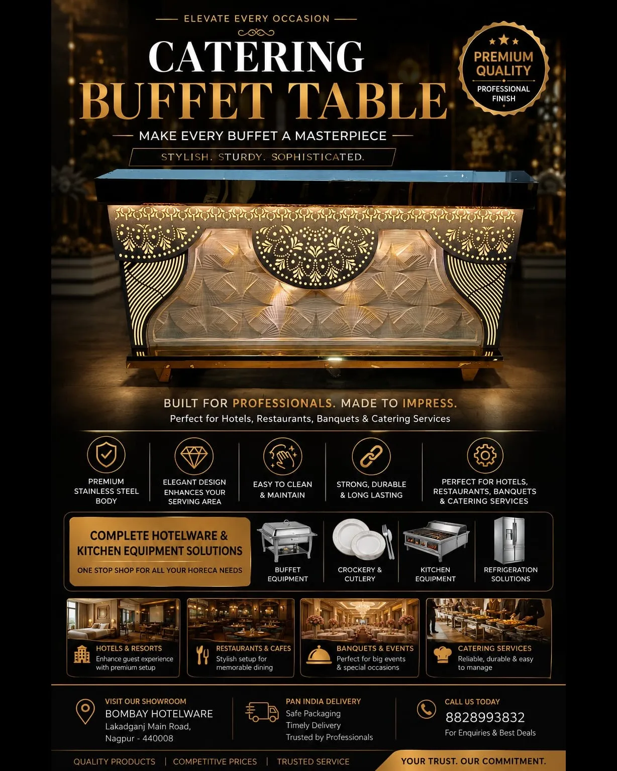 Catering Buffet Table Manufacturer in Nagpur | Stainless Steel Buffet Tables | Bombay Hotelware
