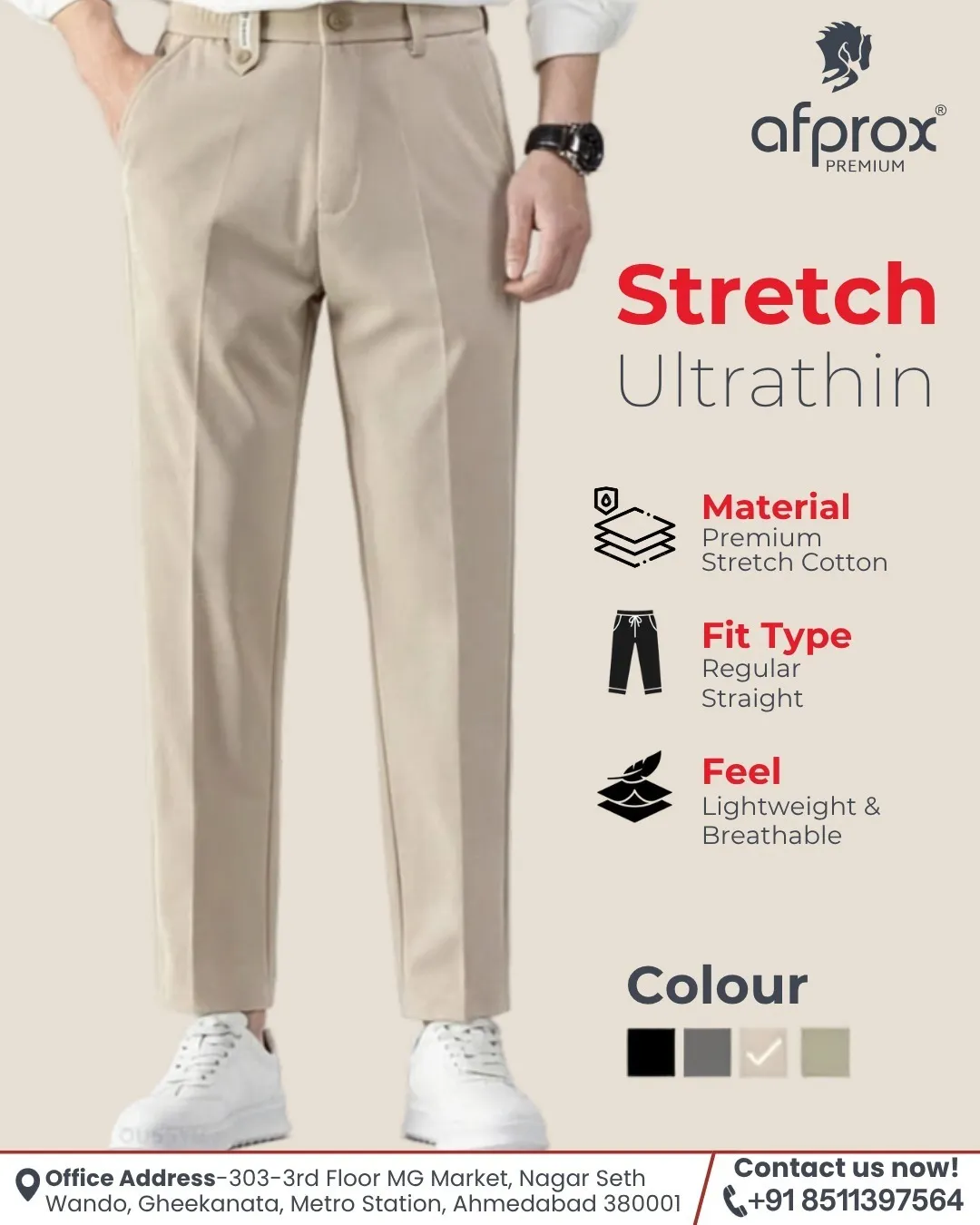 Premium Stretch Ultrathin Cotton Pants form Ahmedabad| Afprox Rateplus