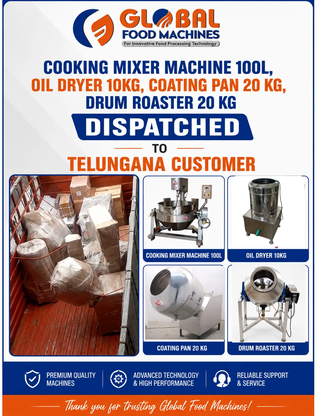 Sucessfully dispatched to Telungana Customer
