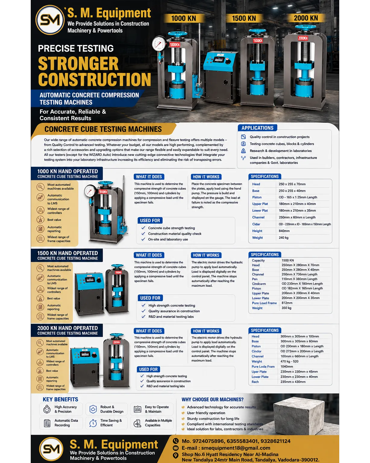 Automatic Concrete Compression Testing Machine (1000 KN, 1500 KN & 2000 KN)| S. M. Equipment