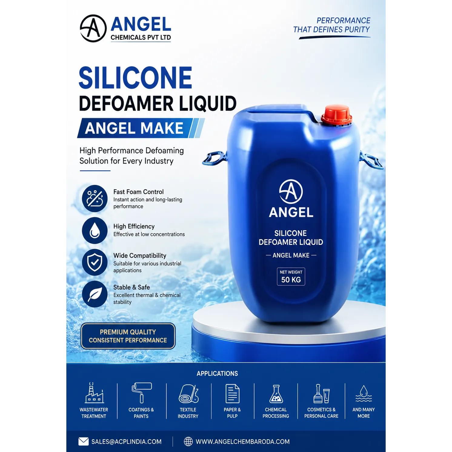 Silicone Defoamer Manufacturer & Supplier in Gujarat | Angel Chemicals Pvt Ltd
