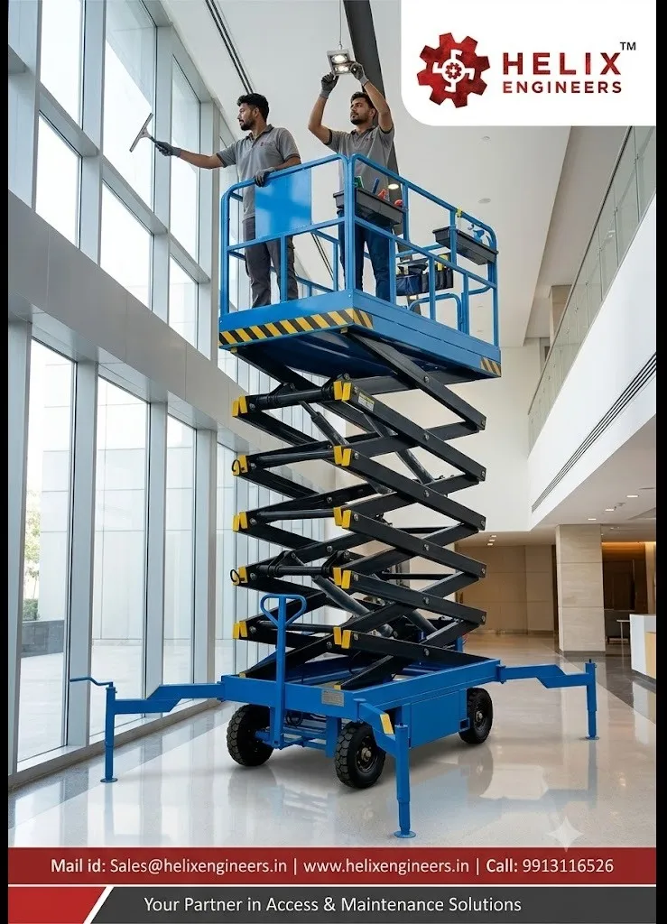 Movable Scissor Lift Table for Resort Cleaning By Helix Engineers