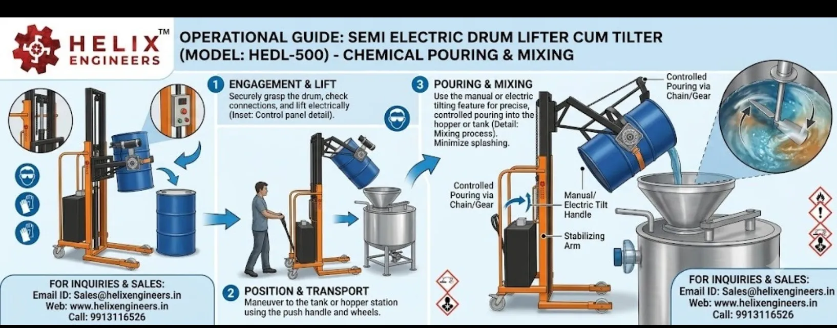 Battery Operating Drum Stacker Usage and Benifits