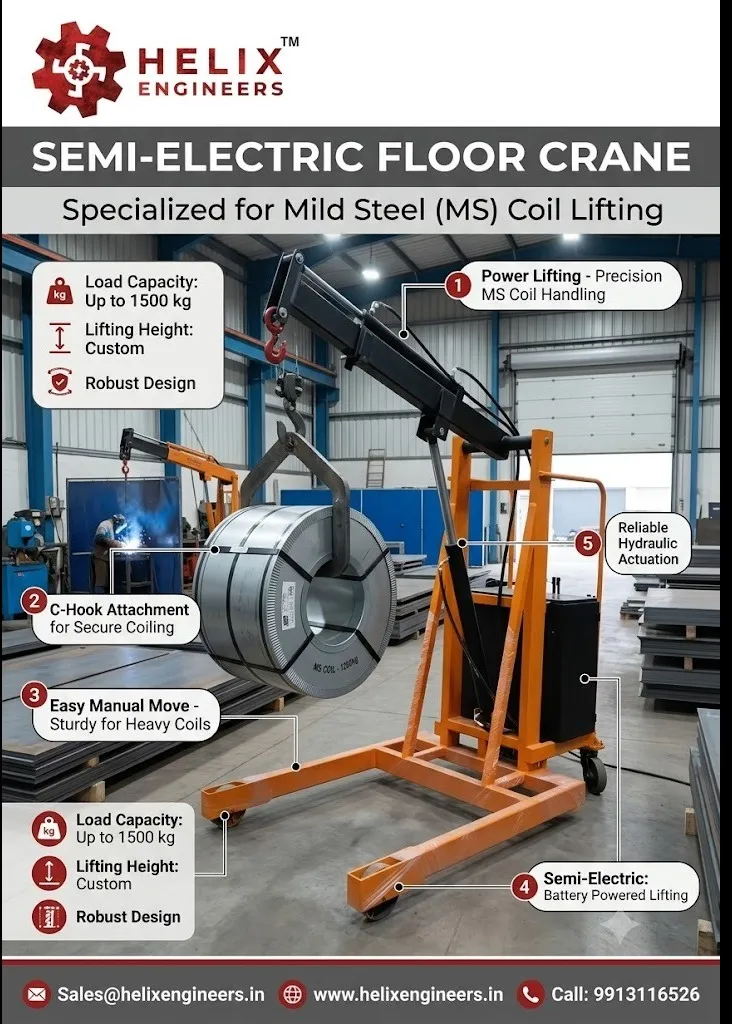 Semi Electric Floor Crane for Loading Unloading Usage