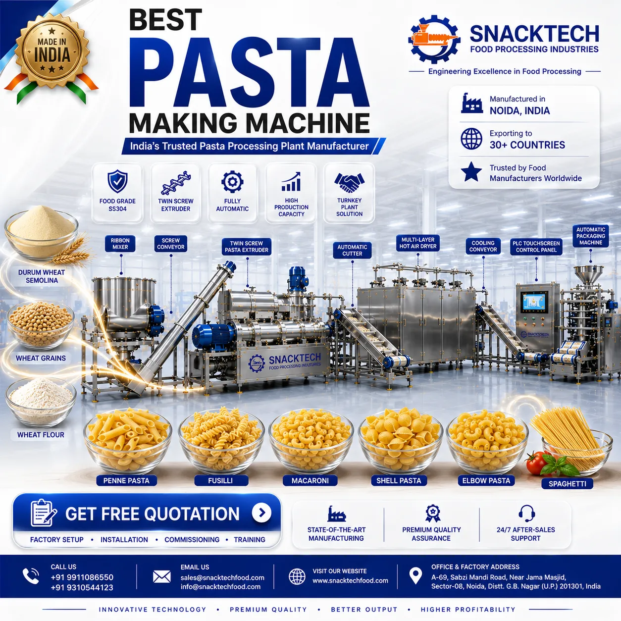 Best Pasta Making Machine Manufacturer in India | Automatic Pasta Processing Plant | Noida