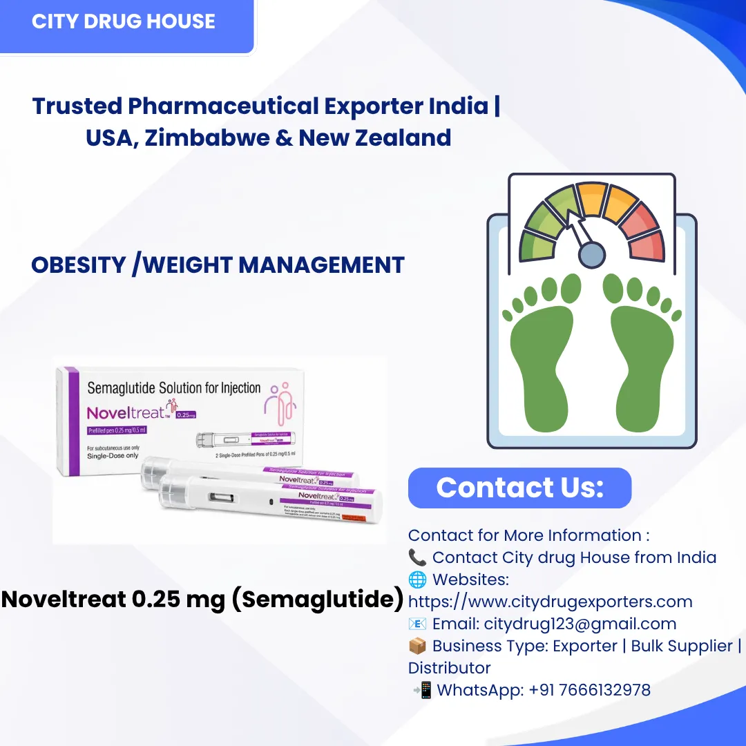 Noveltreat 0.25 mg ( Semaglutide ) Exporter to USA, Zimbabwe & NZ | City Drug House INDIA