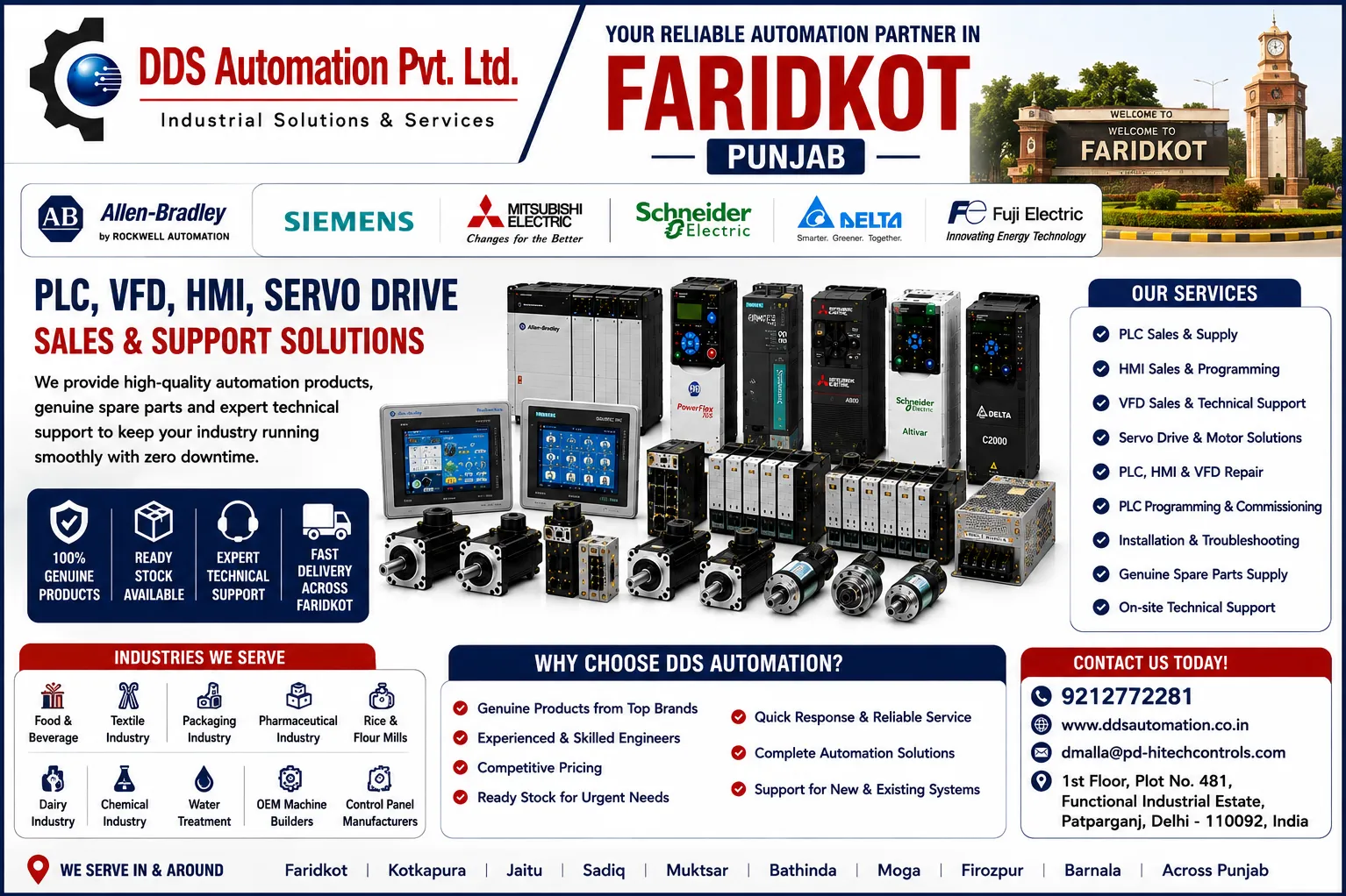 PLC, VFD, HMI & Servo Drive Sales & Support in Faridkot, Punjab