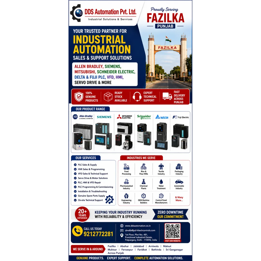 PLC, VFD, HMI & Servo Drive Sales & Support in Fazilka, Punjab