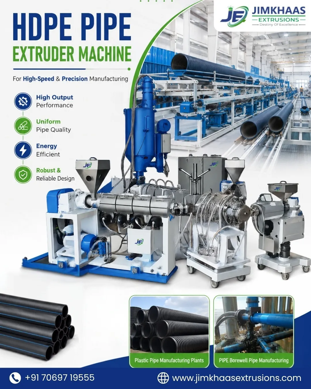 HDPE Pipe Extruder Machine Manufacturer in Ahmedabad | Jimkhaas Extrusions