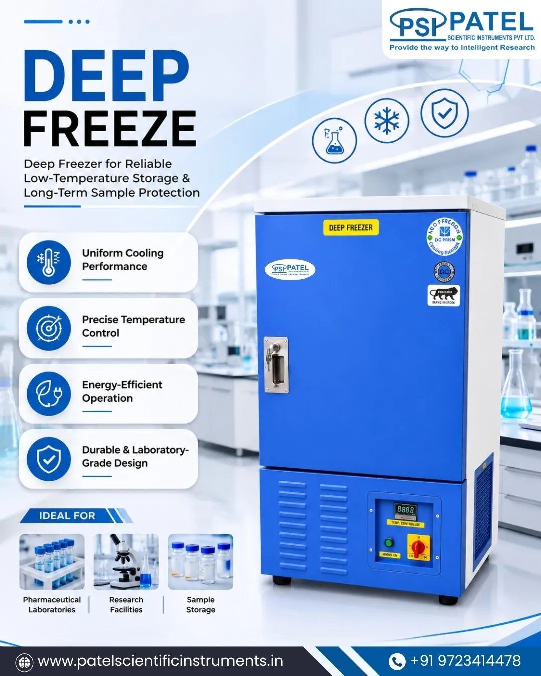 Deep Freeze Manufacturer in Ahmedabad | Patel Scientific Instruments