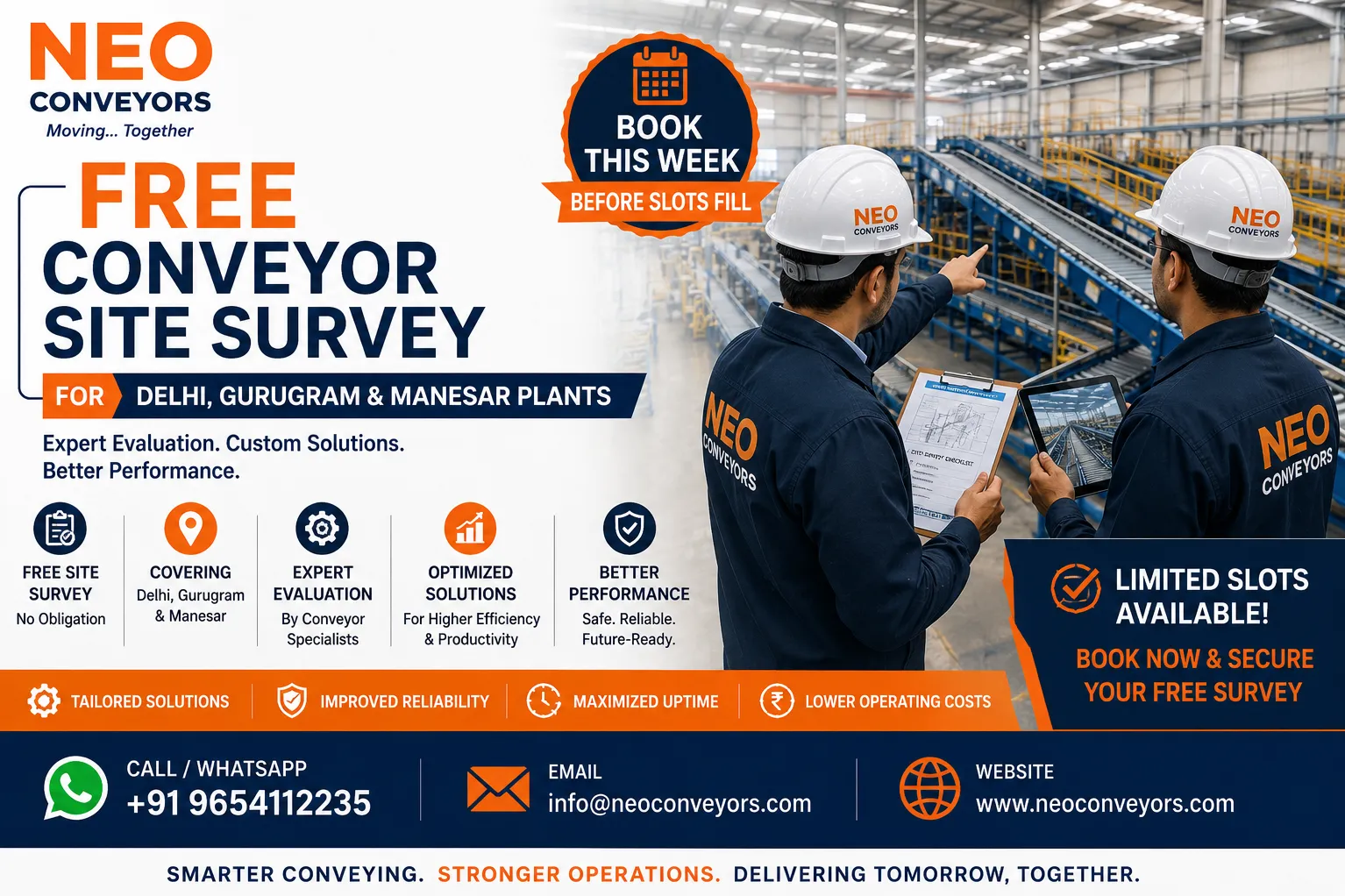 FREE Conveyor Site Survey for Delhi, Gurugram & Manesar Plants - Book This Week Before Slots Fill