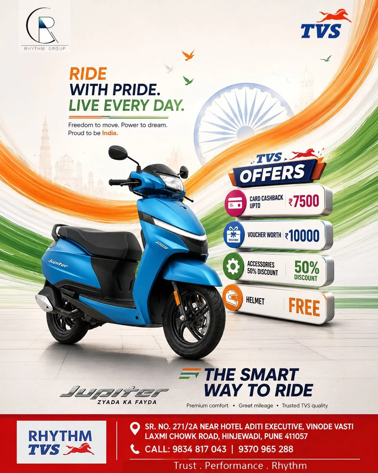 Welcome to Rhythm TVS Hinjewadi, your trusted authorized TVS dealership in Hinjewadi, Pune. Explore ...