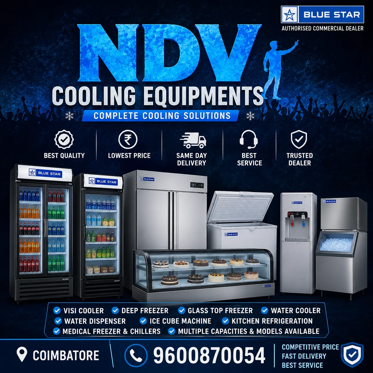 Ndv Cooling Equipments | Blue Star Authorised Commercial Deep Freezer Dealers In Coimbatore