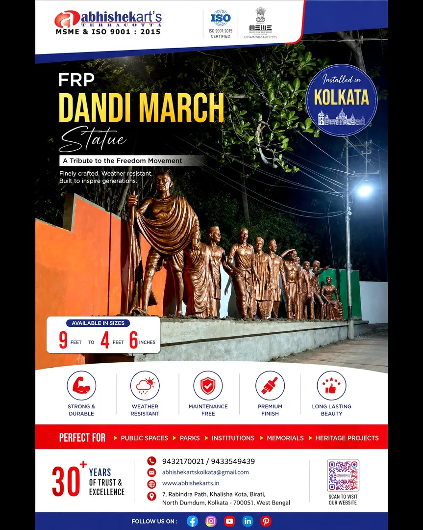 FRP Dandi March Statue Manufacturer in India | Fiber Mahatma Gandhi Dandi March Statue