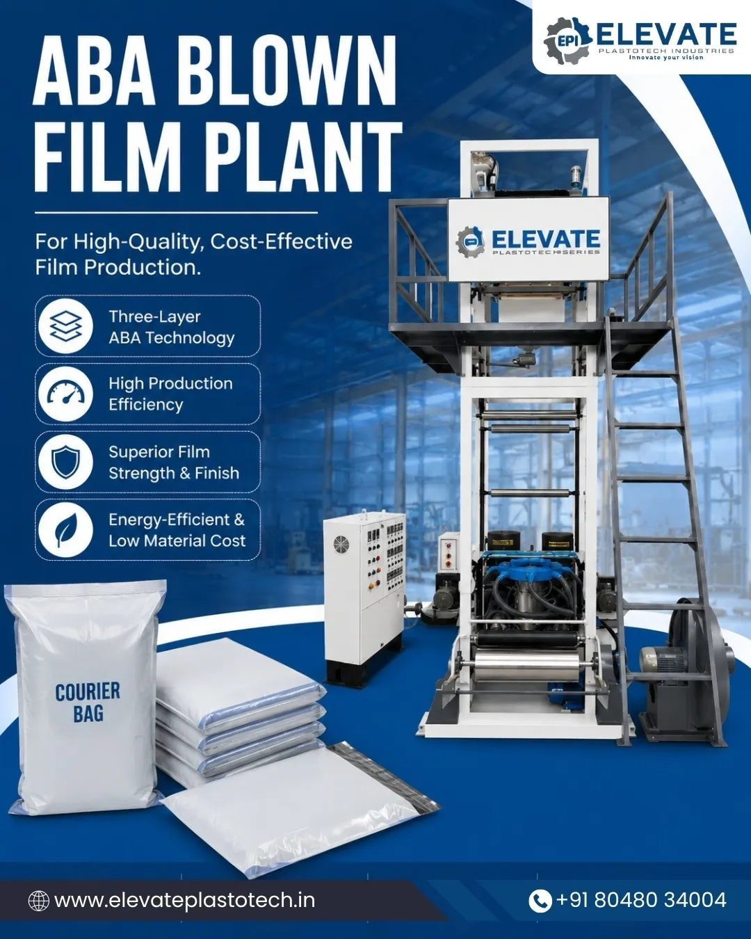 ABA Blown Film Plant Manufacturer in Ahmedabad | Elevate Plastotech Industries