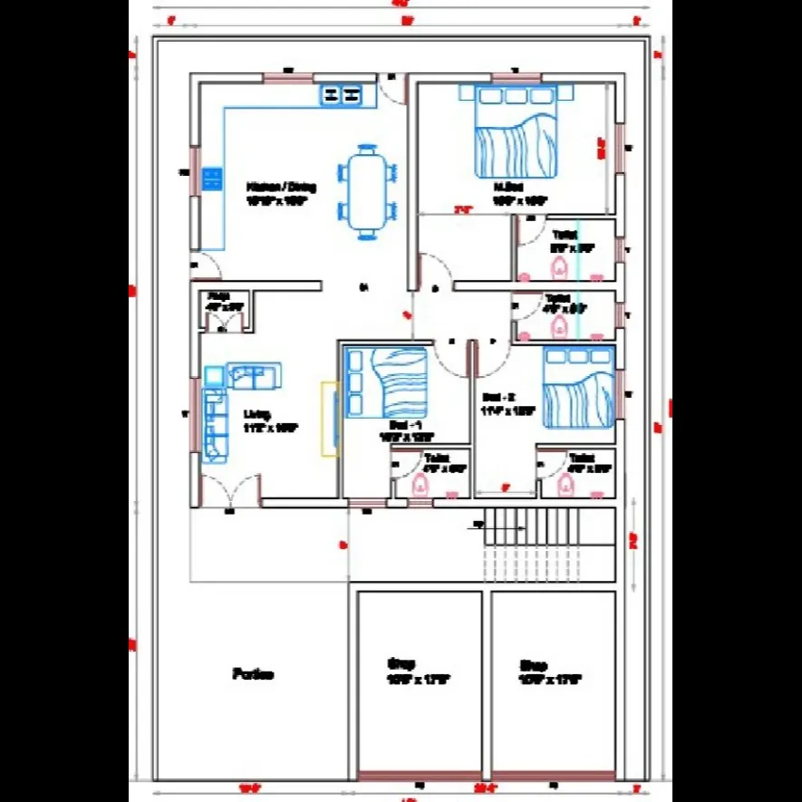 Ground floor with Shop details : Sure. I can make a ground-floor plan with a shop and dimension deta...
