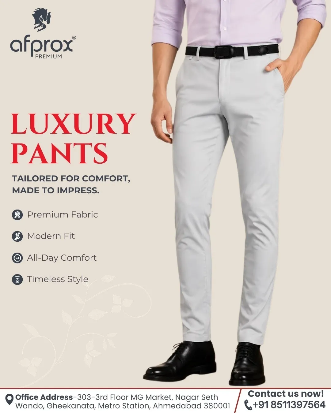 Luxury Pant Manufacturer in Ahmedabad | Afprox Rateplus
