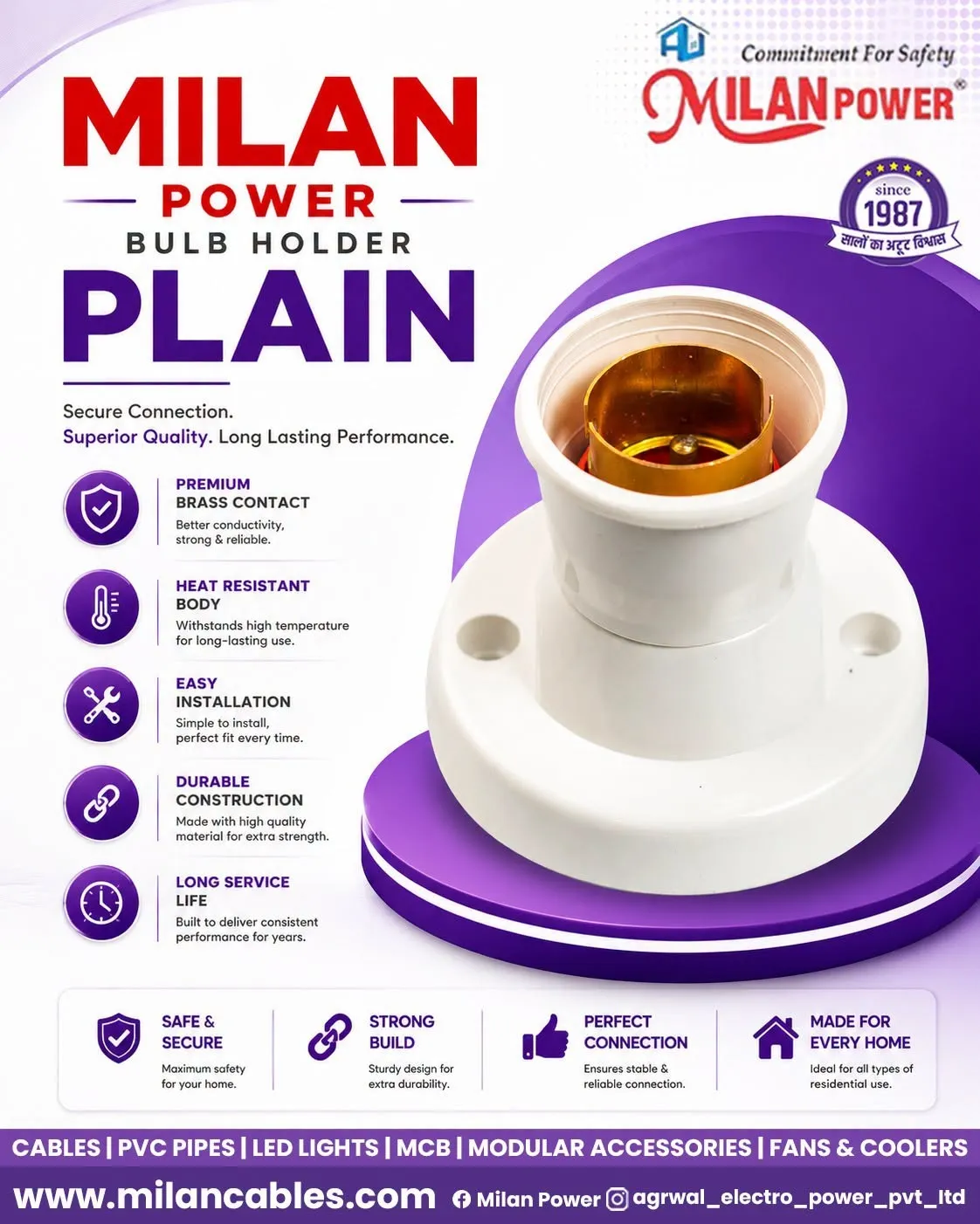 Milan Power Plain Bulb Holder