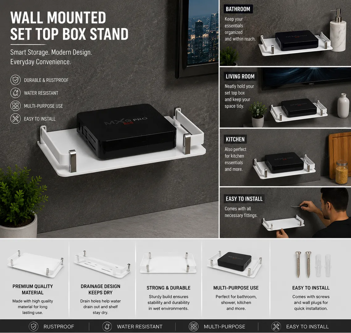Acrylic set top box stand