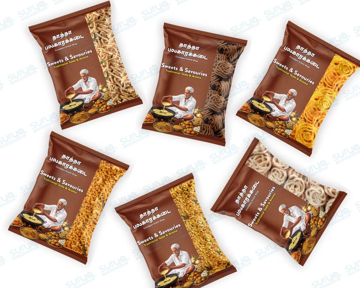Snacks & Savouries Center Seal Pouch Printing Services in Gandhipuram, Coimbatore
