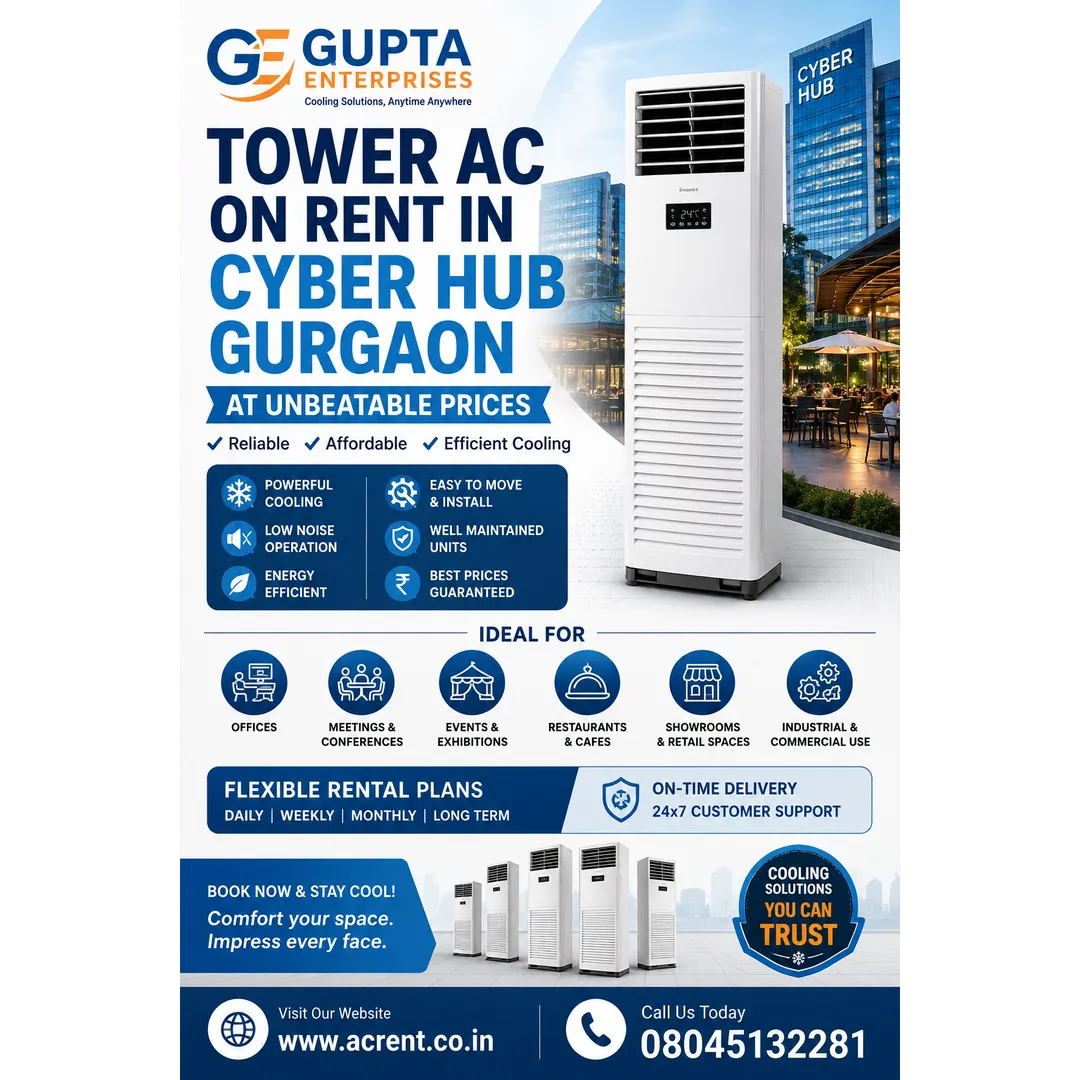 Tower AC on Rent in Cyber Hub Gurgaon at Unbeatable Prices | Gupta Enterprises