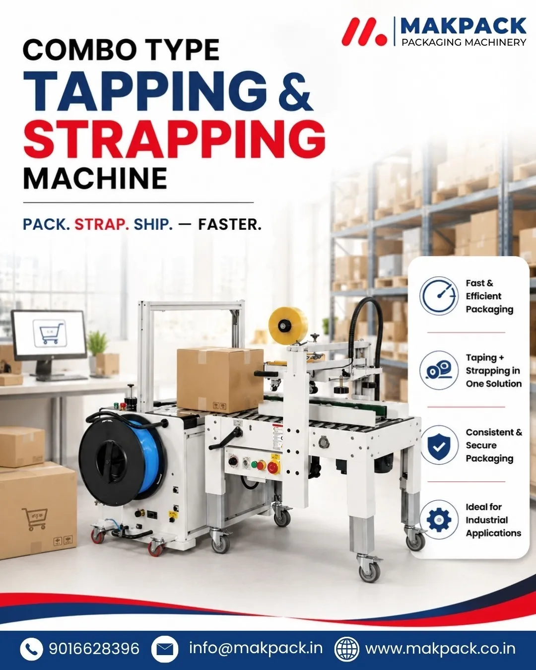 Combo Tapping & Strapping Machine for Streamlined Carton Packaging